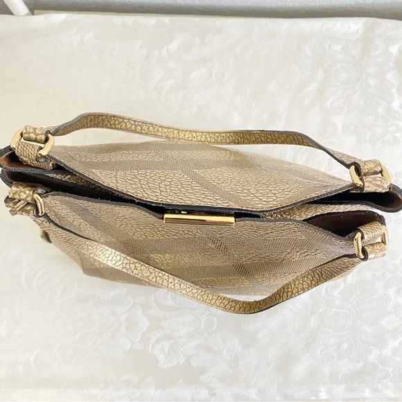 Burberry gold check leather bag